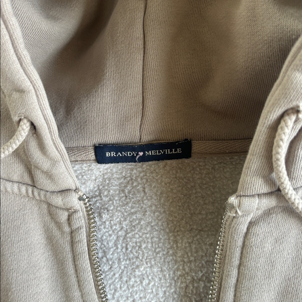 Brandy Melville Beige Hoodie Jacket - Picture 2 of 3